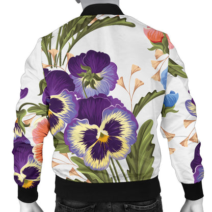 Pansy Pattern Print Design PS06 Men Bomber Jacket