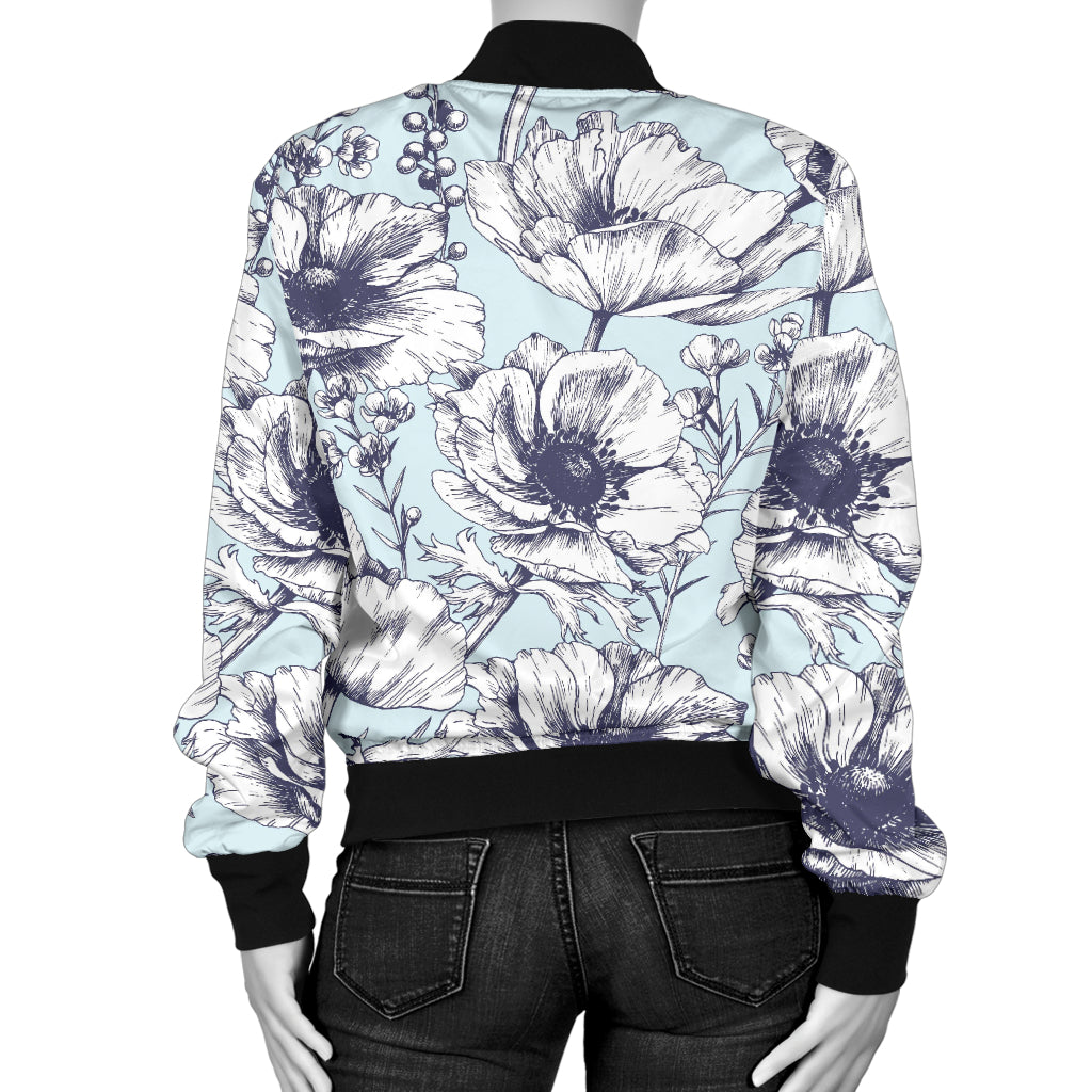 Anemone Pattern Print Design 02 Women's Bomber Jacket