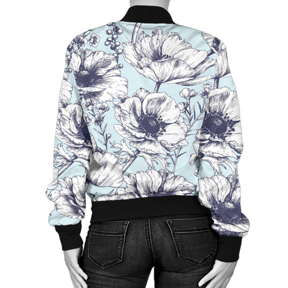 Anemone Pattern Print Design 02 Women's Bomber Jacket