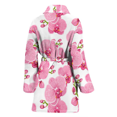 Orchid Pink Pattern Print Design OR07 Women Bathrobe