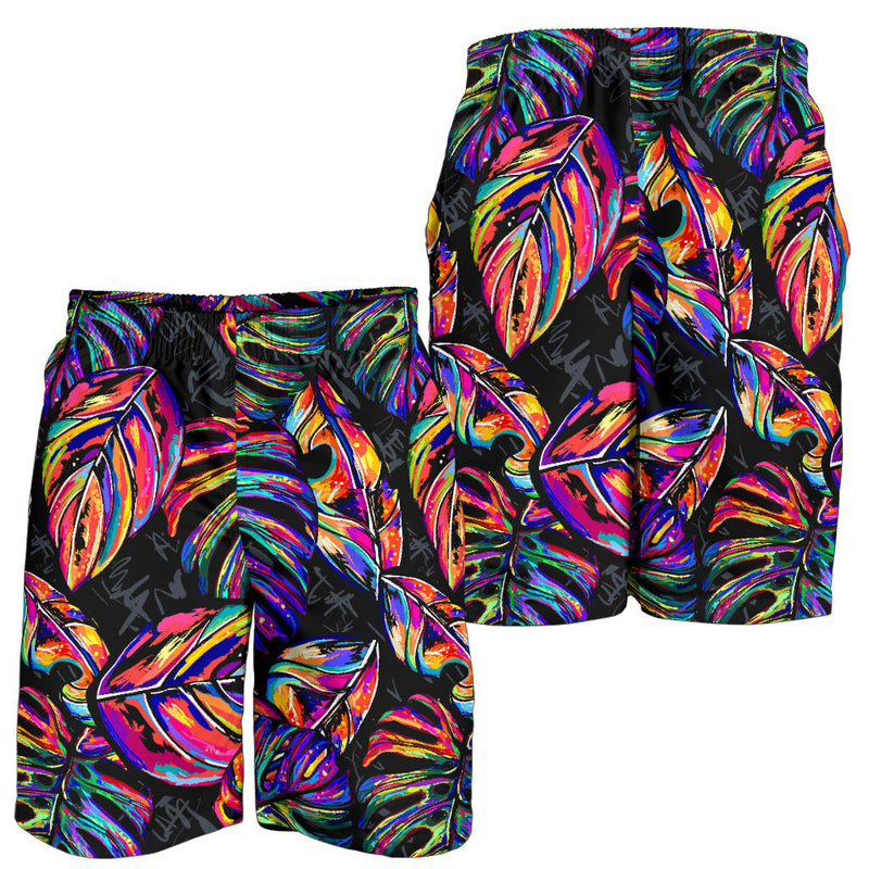 Neon Color Tropical Palm Leaves Mens Shorts