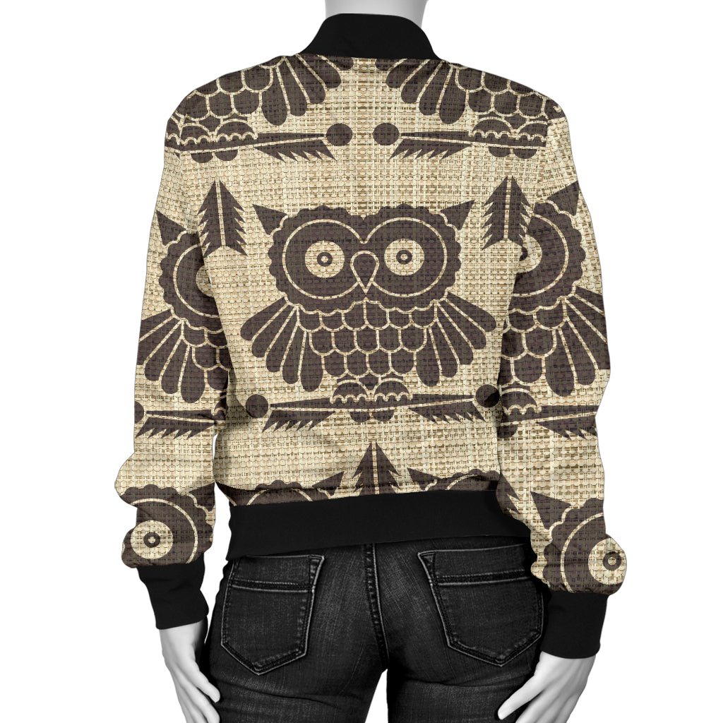 Owl Pattern Print Design A01 Women's Bomber Jacket