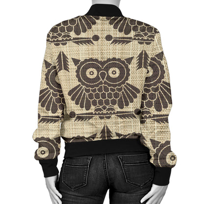 Owl Pattern Print Design A01 Women's Bomber Jacket
