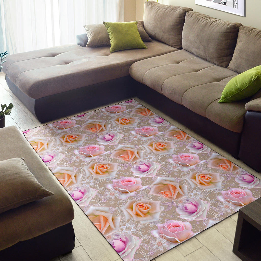 Rose Pattern Print Design RO011 Area Rugs