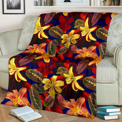 Lily Pattern Print Design LY014 Fleece Blanket