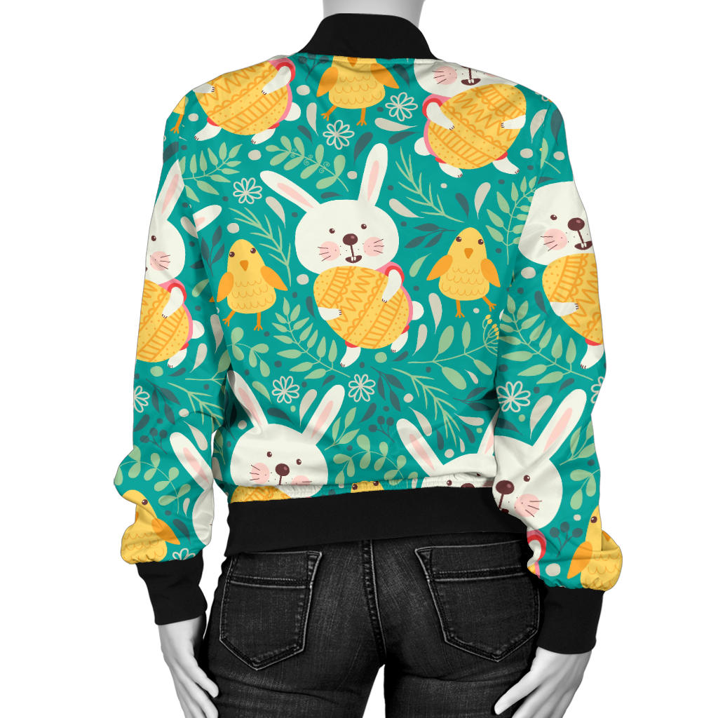 Easter Eggs Pattern Print Design RB02 Women Bomber Jacket