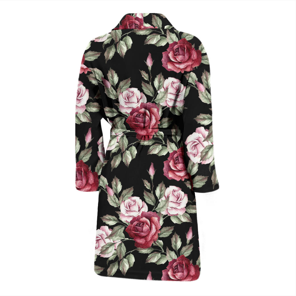 Rose Red Pink Pattern Print Design RO03 Men Bathrobe