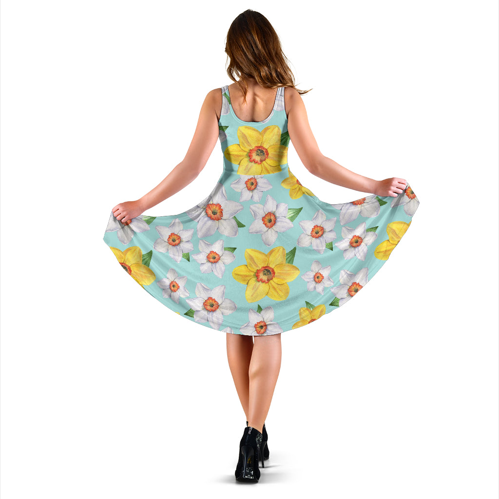 Daffodils Pattern Print Design DF07 Midi Dress