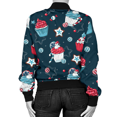 Cupcake Pattern Print Design 03 Women's Bomber Jacket