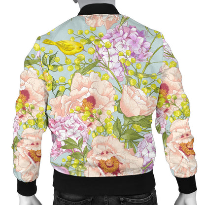 Hydrangea Pattern Print Design HD02 Men Bomber Jacket