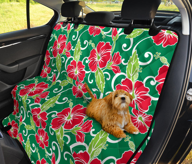 Red Hibiscus Pattern Print Design HB019 Rear Dog  Seat Cover