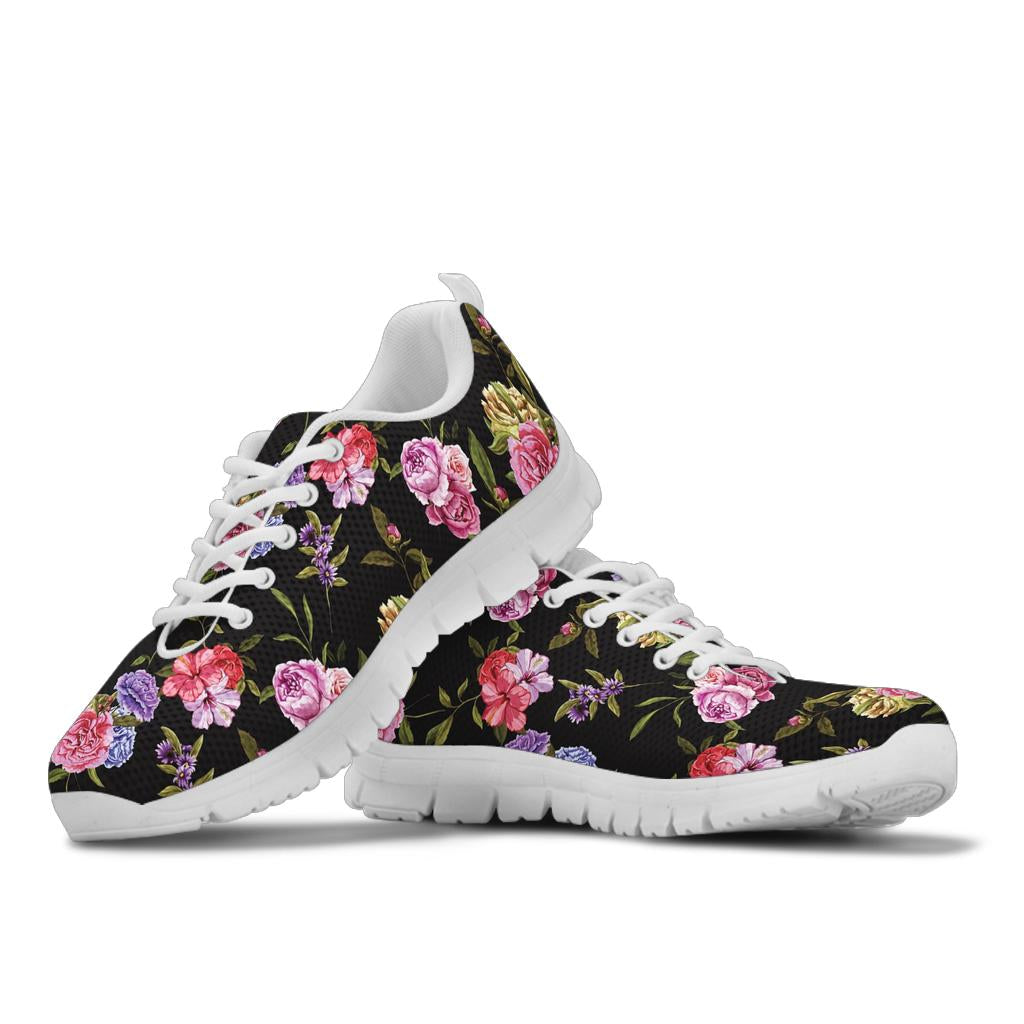 Carnations Pattern Print Design CN05 Sneakers White Bottom Shoes