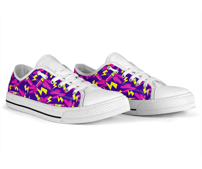 Lipstick Pattern Print Design LT04 White Bottom Low Top Shoes