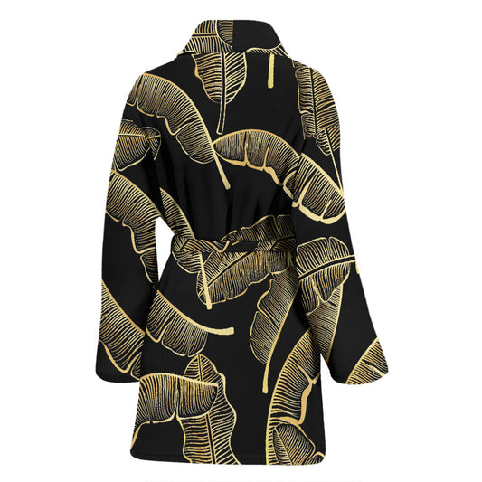 Banana Leaf Pattern Print Design BL07 Women Bathrobe