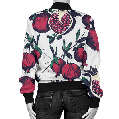 Pomegranate Pattern Print Design PG01 Women Bomber Jacket