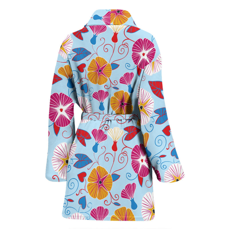 Morning Glory Pattern Print Design MG06 Women Bathrobe