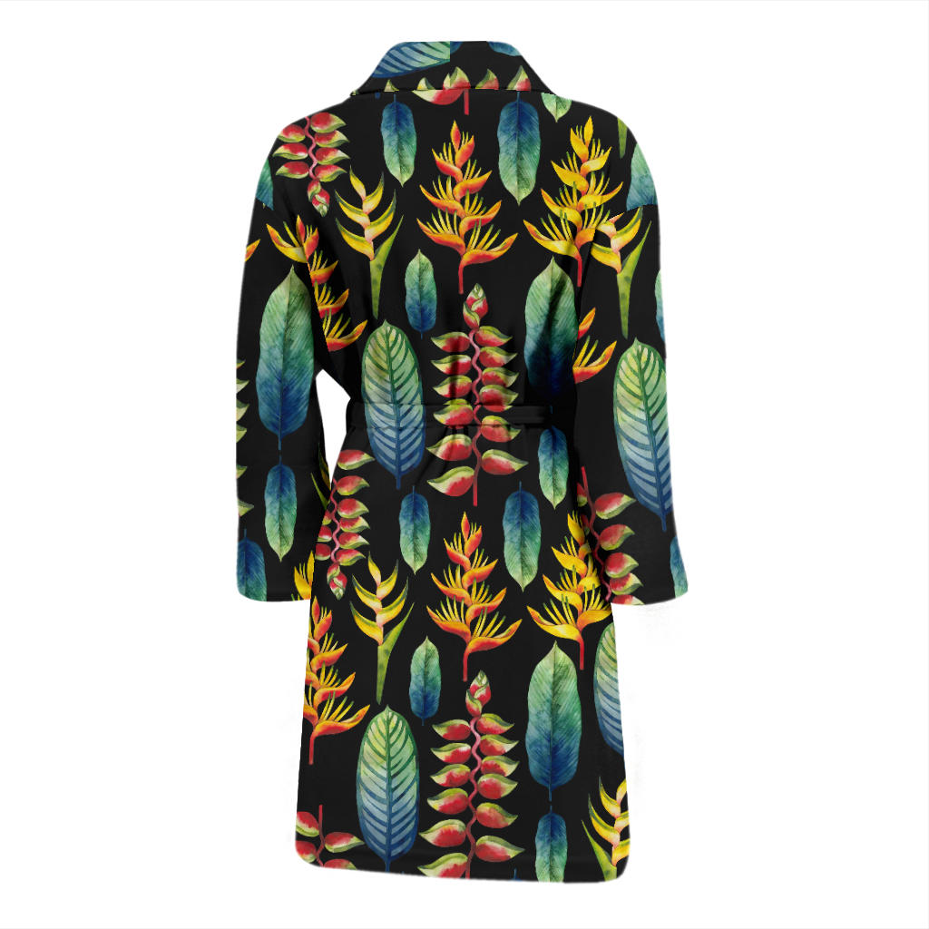 Heliconia Pattern Print Design HL03 Men Bathrobe