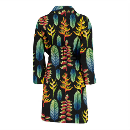 Heliconia Pattern Print Design HL03 Men Bathrobe