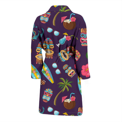 Hawaiian Themed Pattern Print Design H024 Men Bathrobe