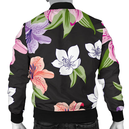 Lily Pattern Print Design LY02 Men Bomber Jacket