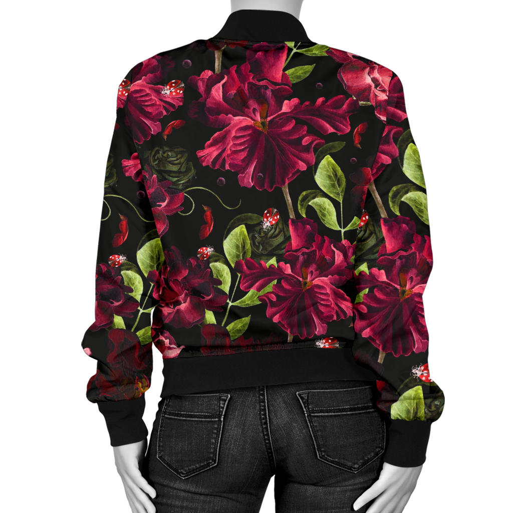 Iris Pattern Print Design IR03 Women Bomber Jacket