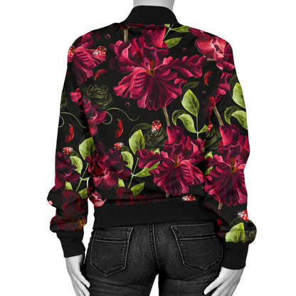Iris Pattern Print Design IR03 Women Bomber Jacket