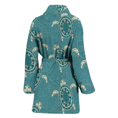 Sea Turtle Pattern Print Design T02 Women Bathrobe