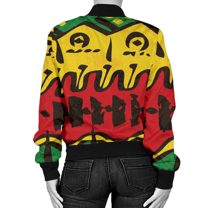 Rasta Pattern Print Design A01 Women's Bomber Jacket