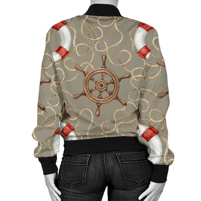 Nautical Pattern Print Design A02 Women's Bomber Jacket