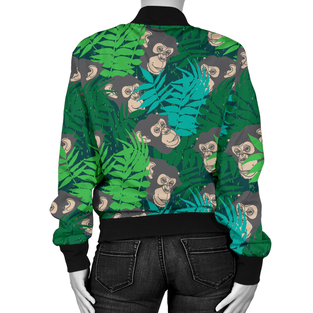 Chimpanzee Pattern Print Design 01 Women's Bomber Jacket