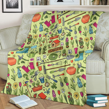 Gardening Pattern Print Design G02 Fleece Blanket