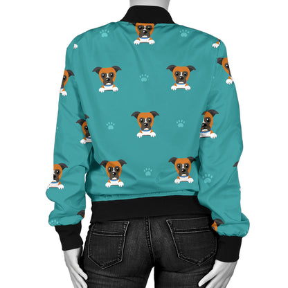 Boxers Pattern Print Design 03 Women's Bomber Jacket