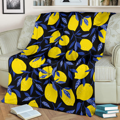 Lemon Pattern Print Design LM01 Fleece Blanket
