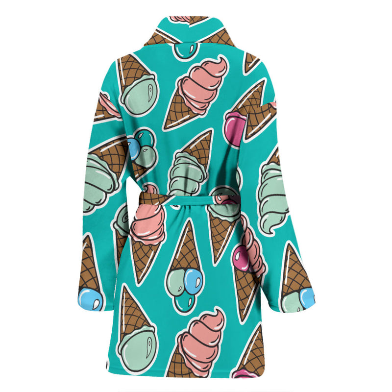 Ice Cream Pattern Print Design IC01 Women Bathrobe