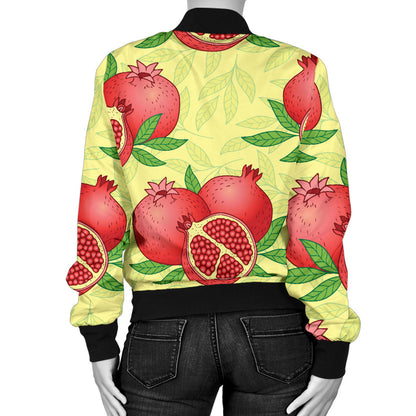Pomegranate Pattern Print Design PG07 Women Bomber Jacket
