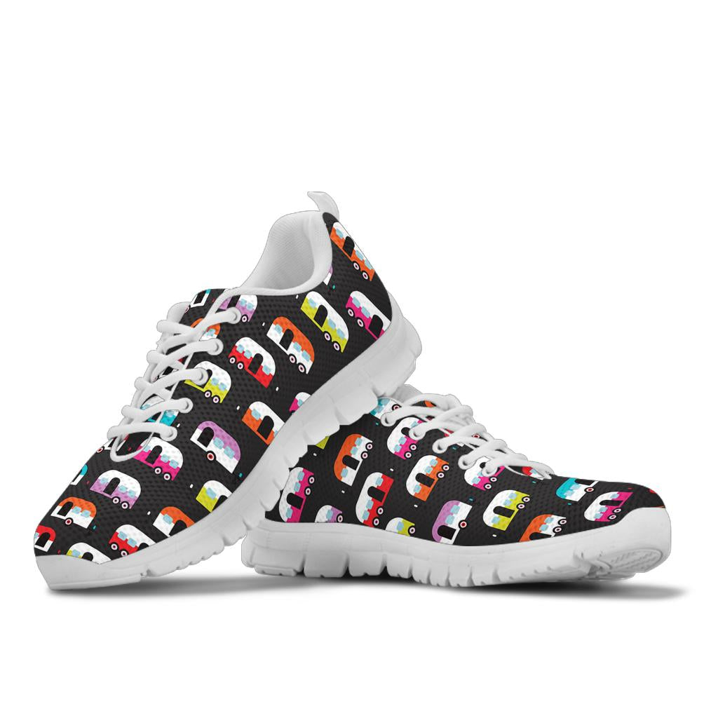 Camper Caravan Pattern Sneakers White Bottom Shoes