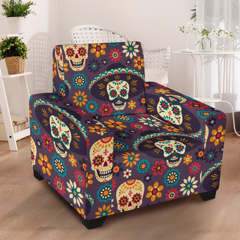 sugar skull Maxican Pattern Armchair Slipcover