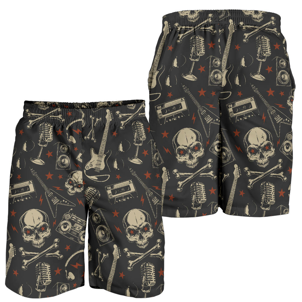 Rock and Roll Skull Pattern Print Design A03 Mens Shorts