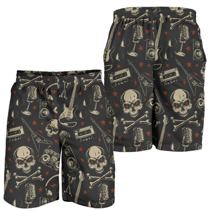 Rock and Roll Skull Pattern Print Design A03 Mens Shorts