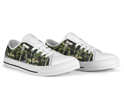 Rainforest Pattern Print Design RF05 White Bottom Low Top Shoes