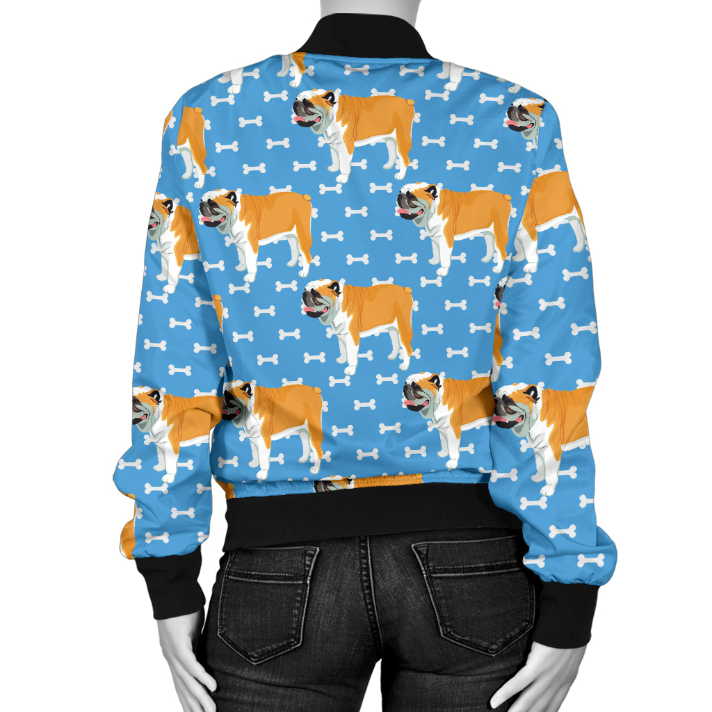 Bulldogs Pattern Print Design 06 Women's Bomber Jacket