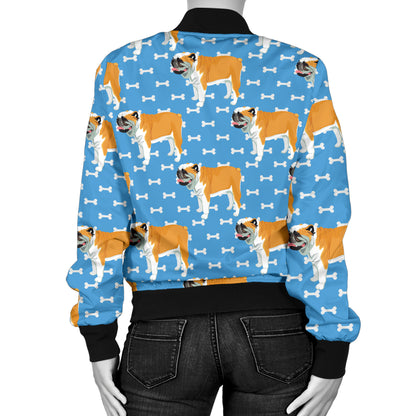 Bulldogs Pattern Print Design 06 Women's Bomber Jacket