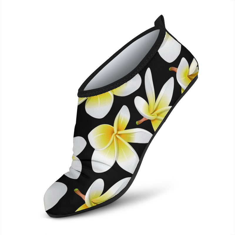 Yellow Plumeria Hawaiian Flowers Aqua Water Shoes