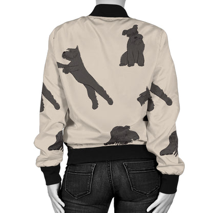 Schnauzers Pattern Print Design A06 Women's Bomber Jacket