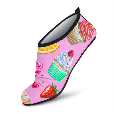 Cupcake Pattern Print Design CP05 Aqua Water Shoes