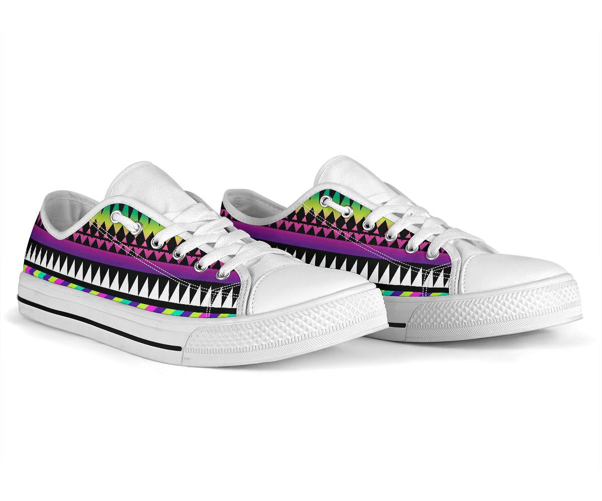 Animal Skin Aztec Rainbow White Bottom Low Top Shoes
