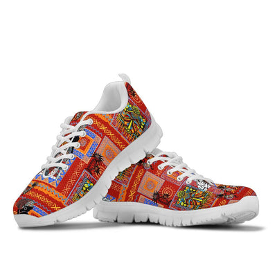 African Print Pattern Sneakers White Bottom Shoes