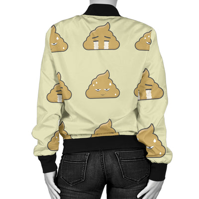 Poop Emoji Pattern Print Design A04 Women's Bomber Jacket