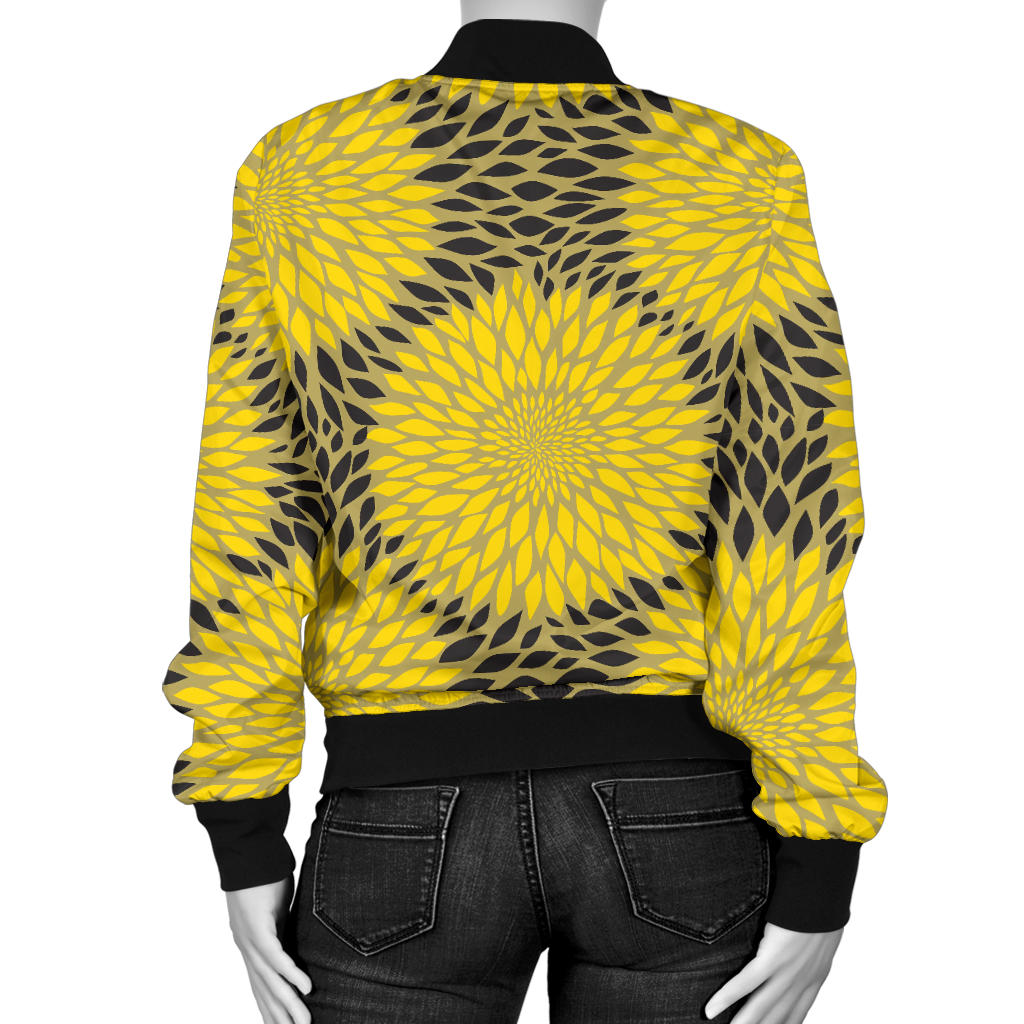 Sunflower Pattern Print Design SF06 Women Bomber Jacket