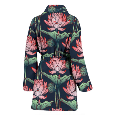 Water Lily Pattern Print Design WL03 Women Bathrobe